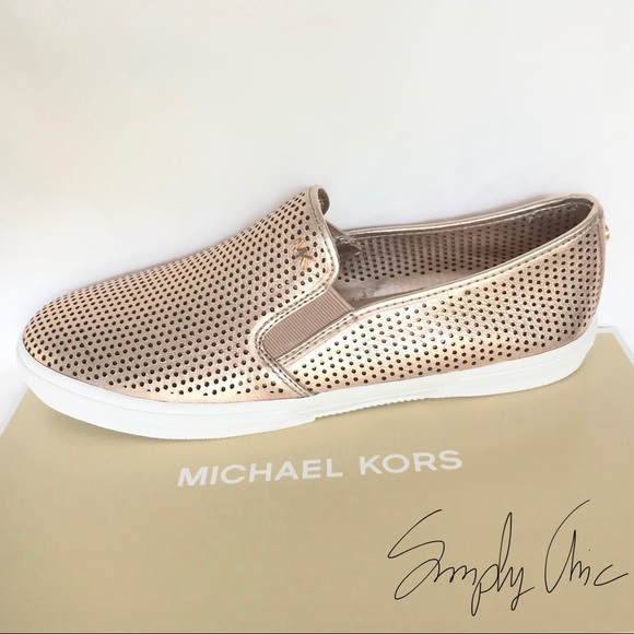 michael kors rose gold slip on sneakers